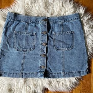 Button-Up High Waist Denim Mini Skirt